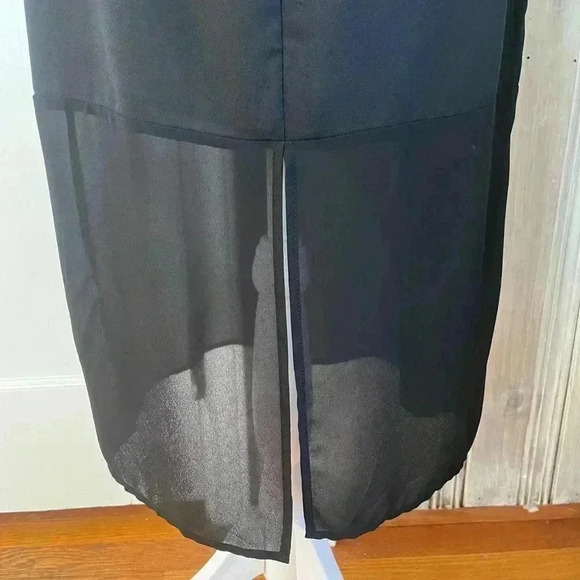 Black Midi Dress w/ cutouts Witchy Dark Romantic Goth Feminine LBD SZ S - Picture 7 of 10